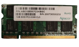 [AS01GE667C5KBGC] Apacer DDRII SoDIMM PC5300-1GB 64X8 CL5 G